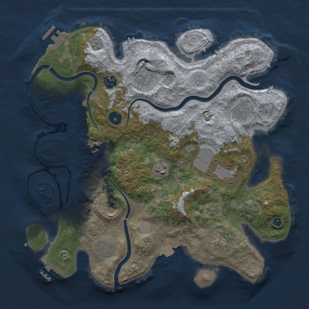 Rust Map: Procedural Map, Size: 3600, Seed: 8521, 15 Monuments