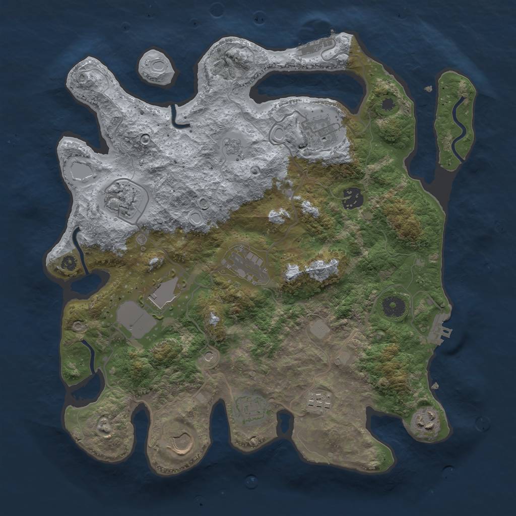 Rust Map: Procedural Map, Size: 3500, Seed: 1461807130, 18 Monuments