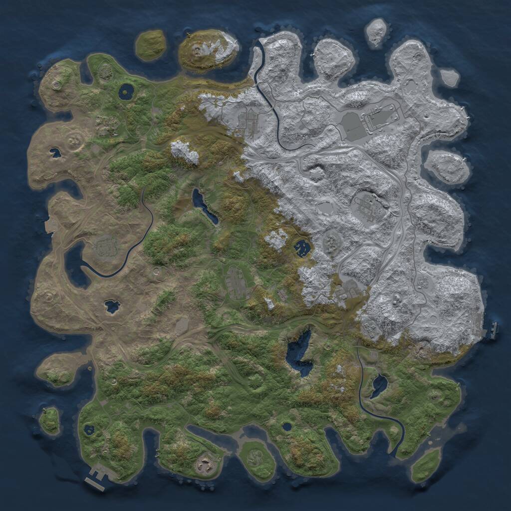 Rust Map: Procedural Map, Size: 4800, Seed: 384418026, 16 Monuments