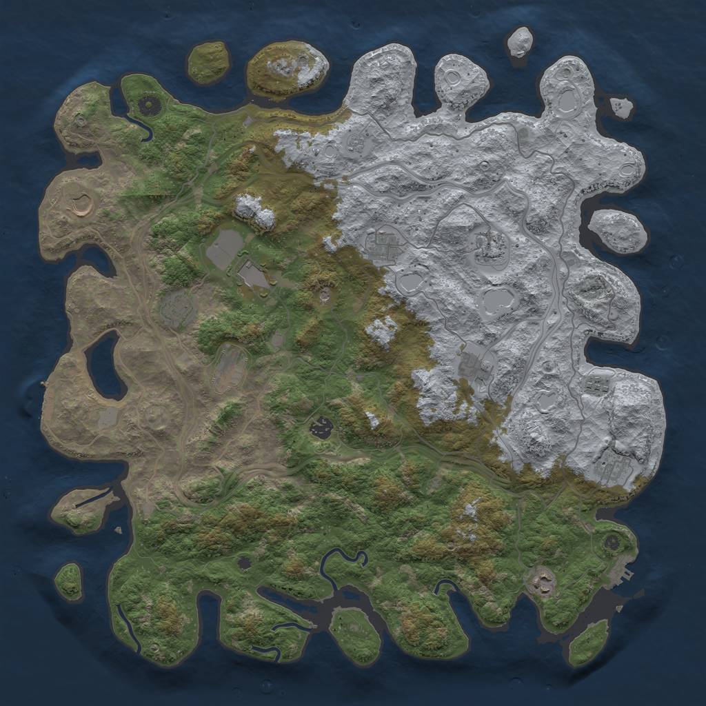 Rust Map: Procedural Map, Size: 4800, Seed: 384418026, 18 Monuments