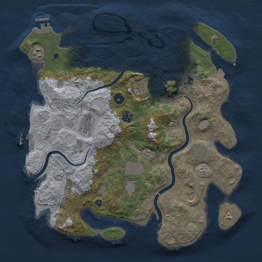 Rust Map: Procedural Map, Size: 3750, Seed: 60827650, 15 Monuments