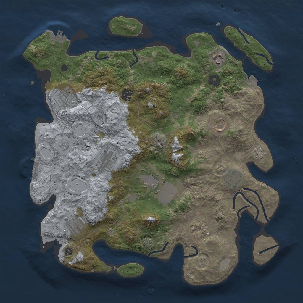 Rust Map: Procedural Map, Size: 3750, Seed: 60827650, 18 Monuments