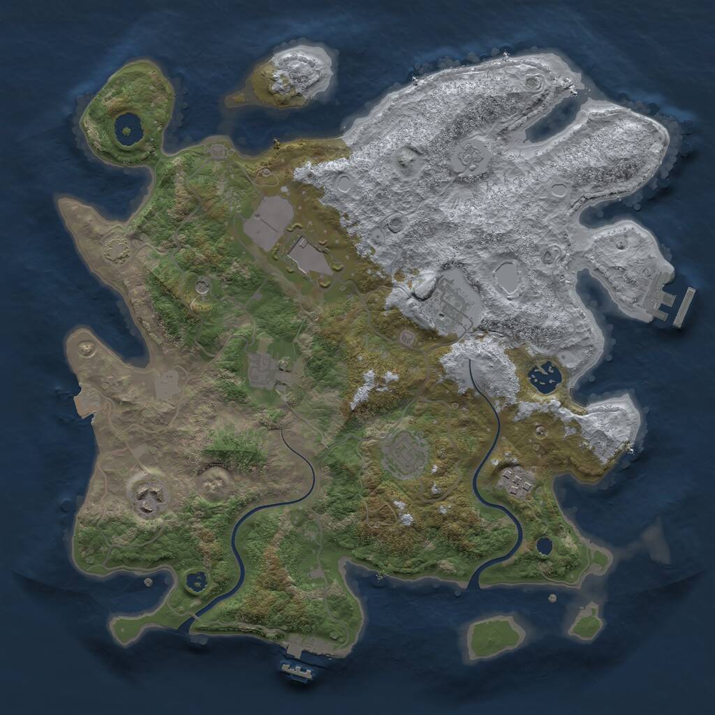 Rust Map: Procedural Map, Size: 3500, Seed: 1905366272, 13 Monuments