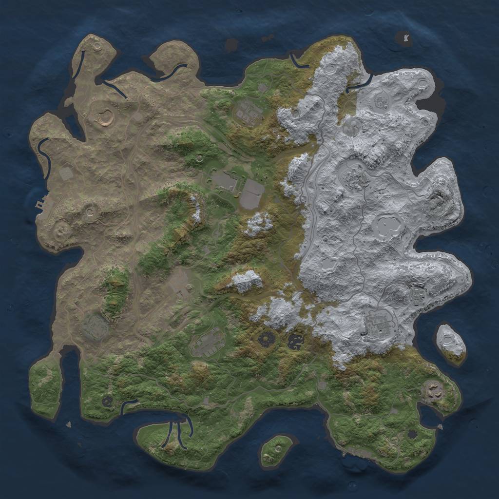 Rust Map: Procedural Map, Size: 4500, Seed: 1490753959, 20 Monuments