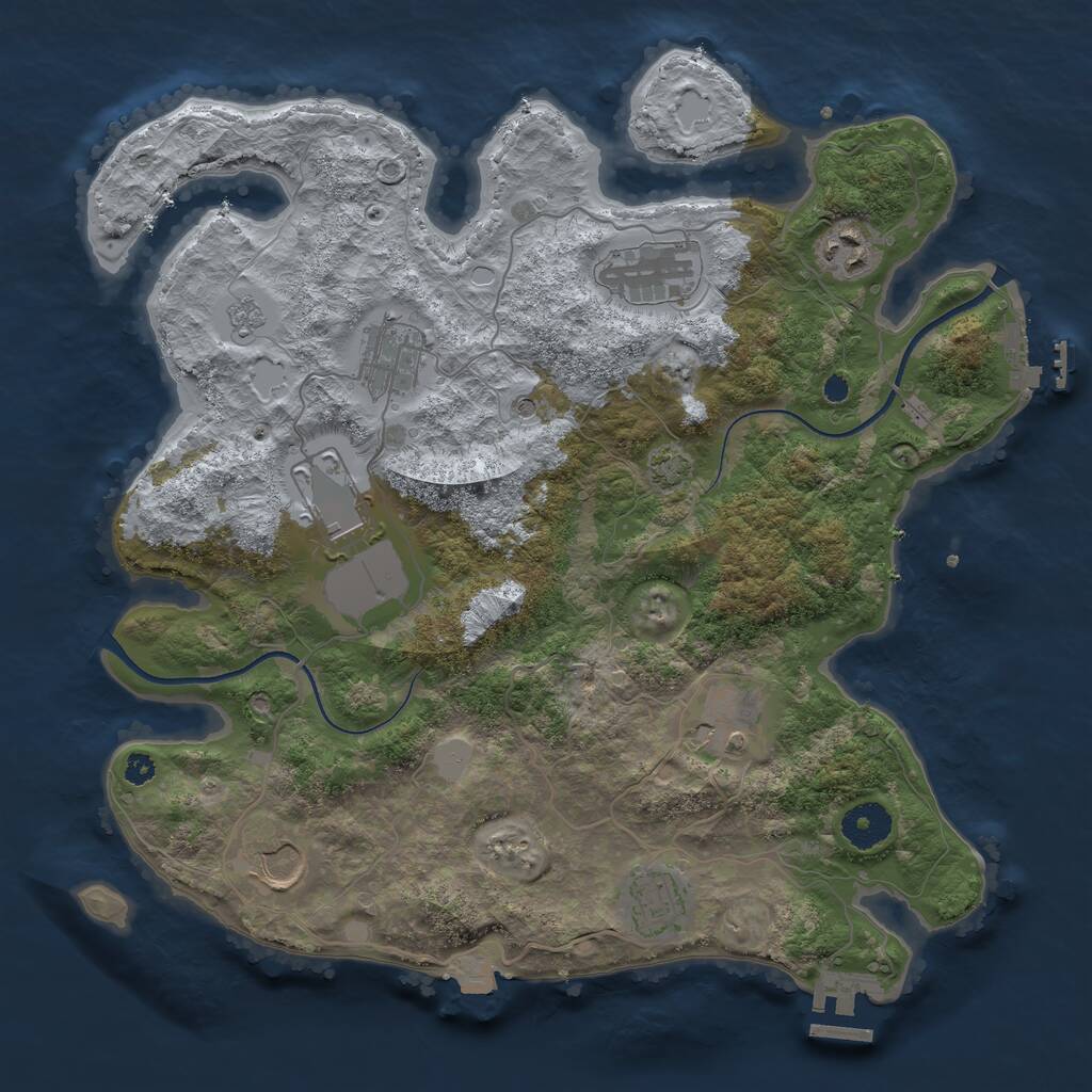 Rust Map: Procedural Map, Size: 3500, Seed: 277358038, 13 Monuments