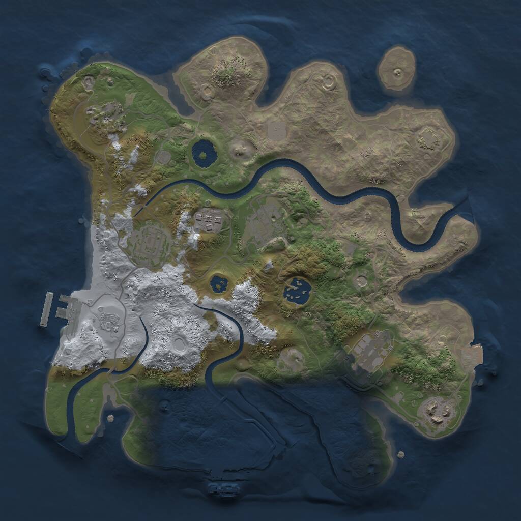 Rust Map: Procedural Map, Size: 3000, Seed: 1124884183, 13 Monuments