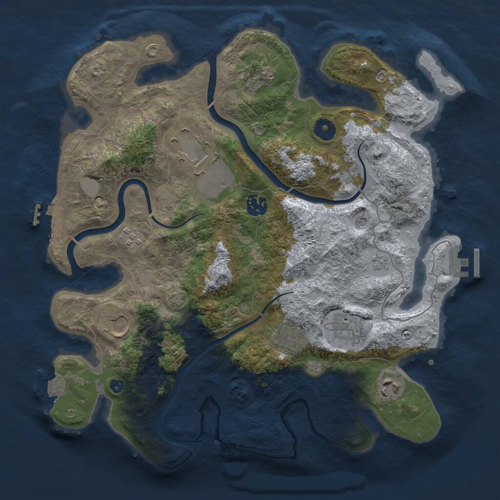 Rust Map: Procedural Map, Size: 3500, Seed: 599720907, 14 Monuments
