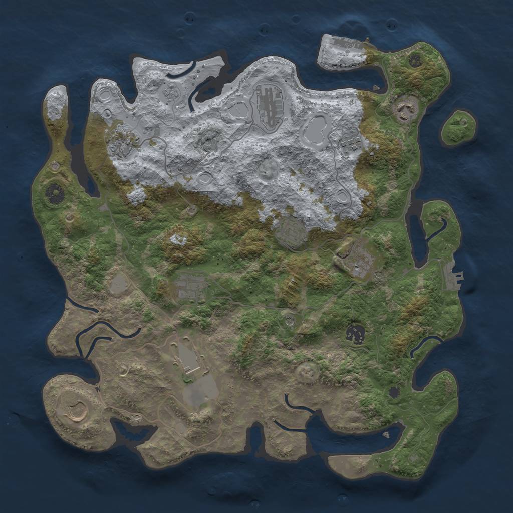 Rust Map: Procedural Map, Size: 3850, Seed: 85069036, 19 Monuments