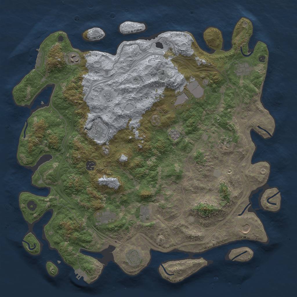 Rust Map: Procedural Map, Size: 4500, Seed: 1141026124, 20 Monuments