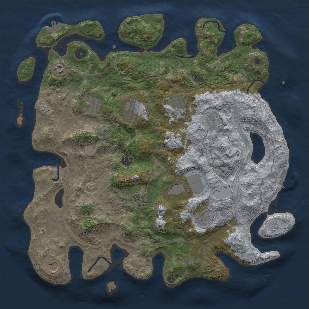 Rust Map: Procedural Map, Size: 4250, Seed: 1870386127, 18 Monuments