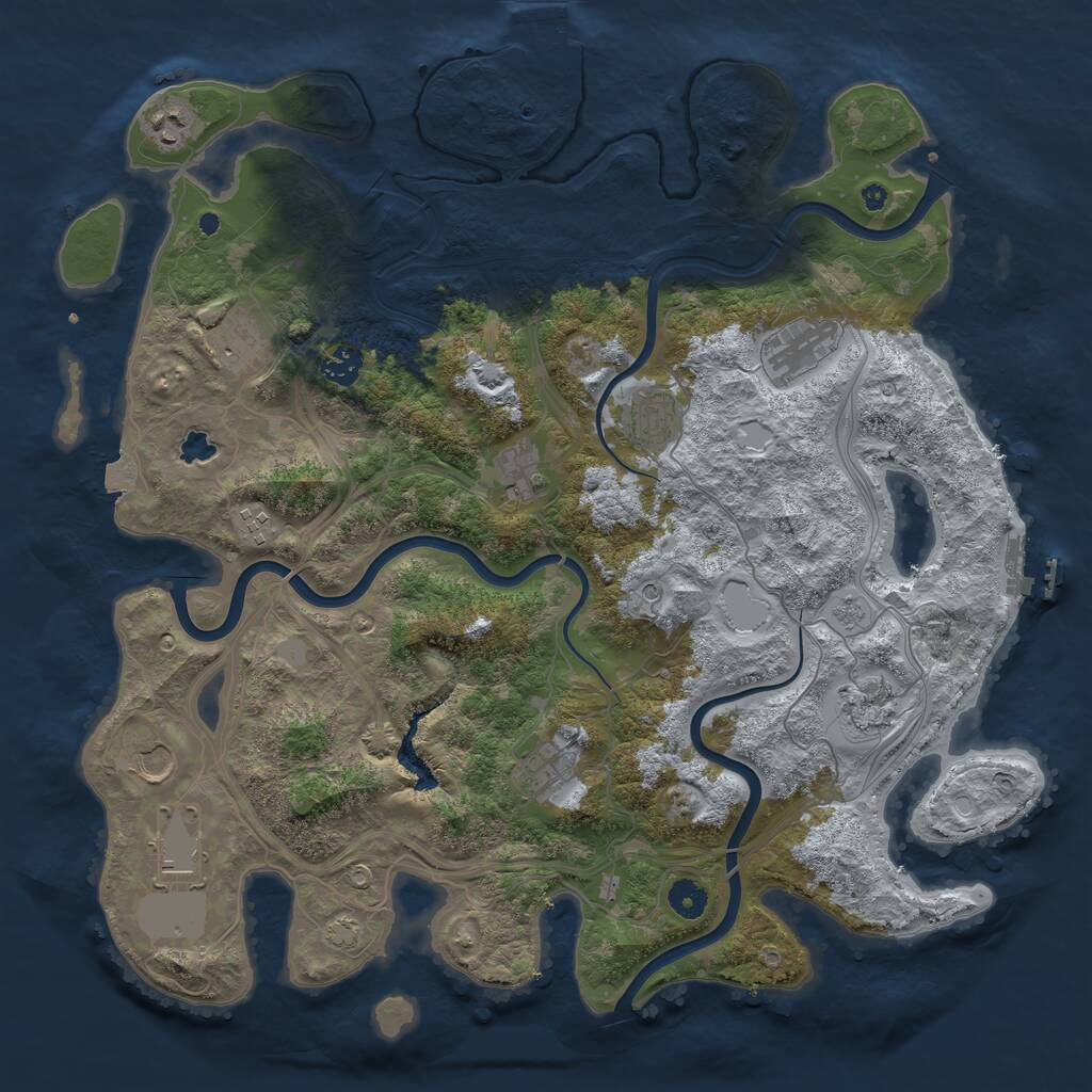 Rust Map: Procedural Map, Size: 4250, Seed: 1870386127, 17 Monuments