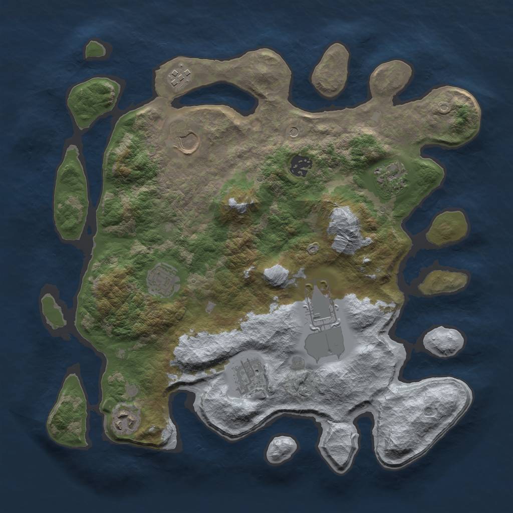 Rust Map: Barren, Size: 3500, Seed: 1098650149, 11 Monuments