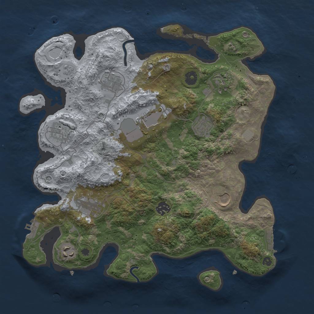 Rust Map: Procedural Map, Size: 3500, Seed: 18332901, 18 Monuments