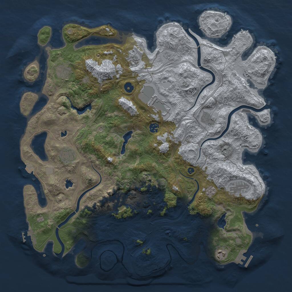 Rust Map: Procedural Map, Size: 4500, Seed: 1285872164, 16 Monuments
