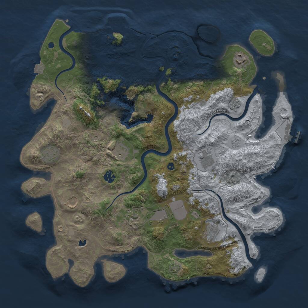 Rust Map: Procedural Map, Size: 4050, Seed: 908819109, 16 Monuments