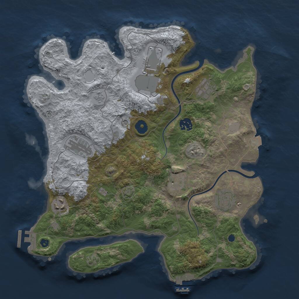 Rust Map: Procedural Map, Size: 3500, Seed: 1330660347, 13 Monuments