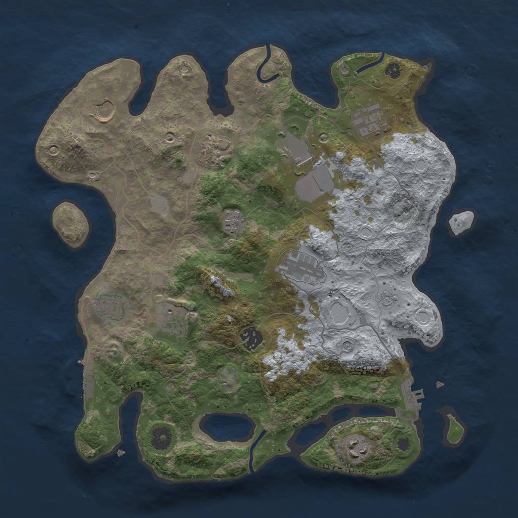 Rust Map: Procedural Map, Size: 3500, Seed: 822600410, 19 Monuments