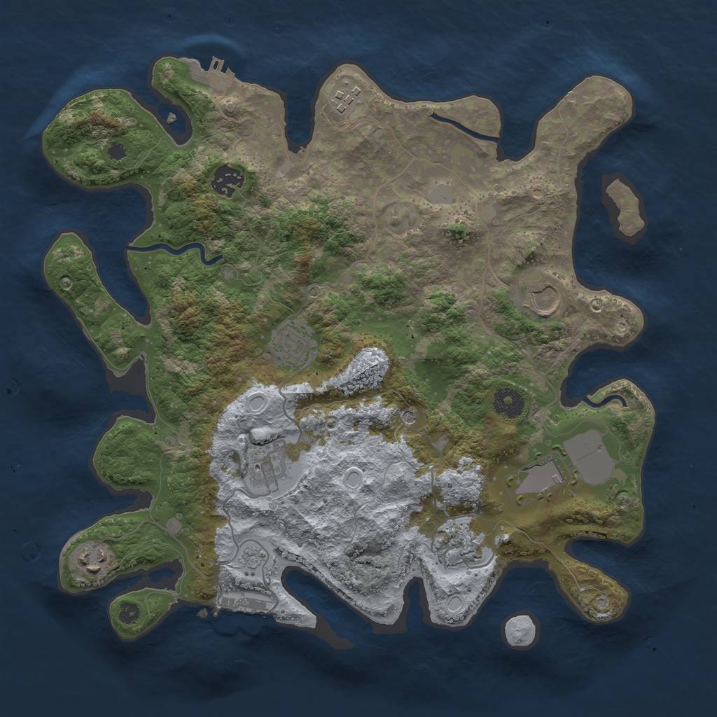 Rust Map: Procedural Map, Size: 3500, Seed: 90637087, 17 Monuments