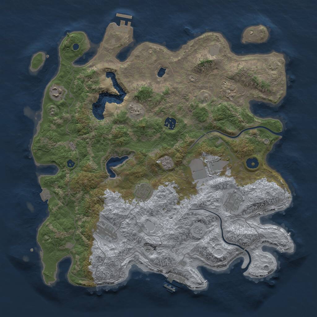 Rust Map: Procedural Map, Size: 4000, Seed: 296279339, 14 Monuments