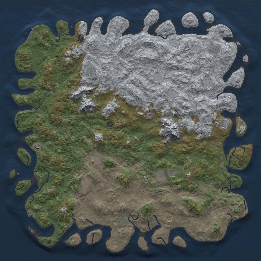 Rust Map: Procedural Map, Size: 6000, Seed: 626181, 20 Monuments