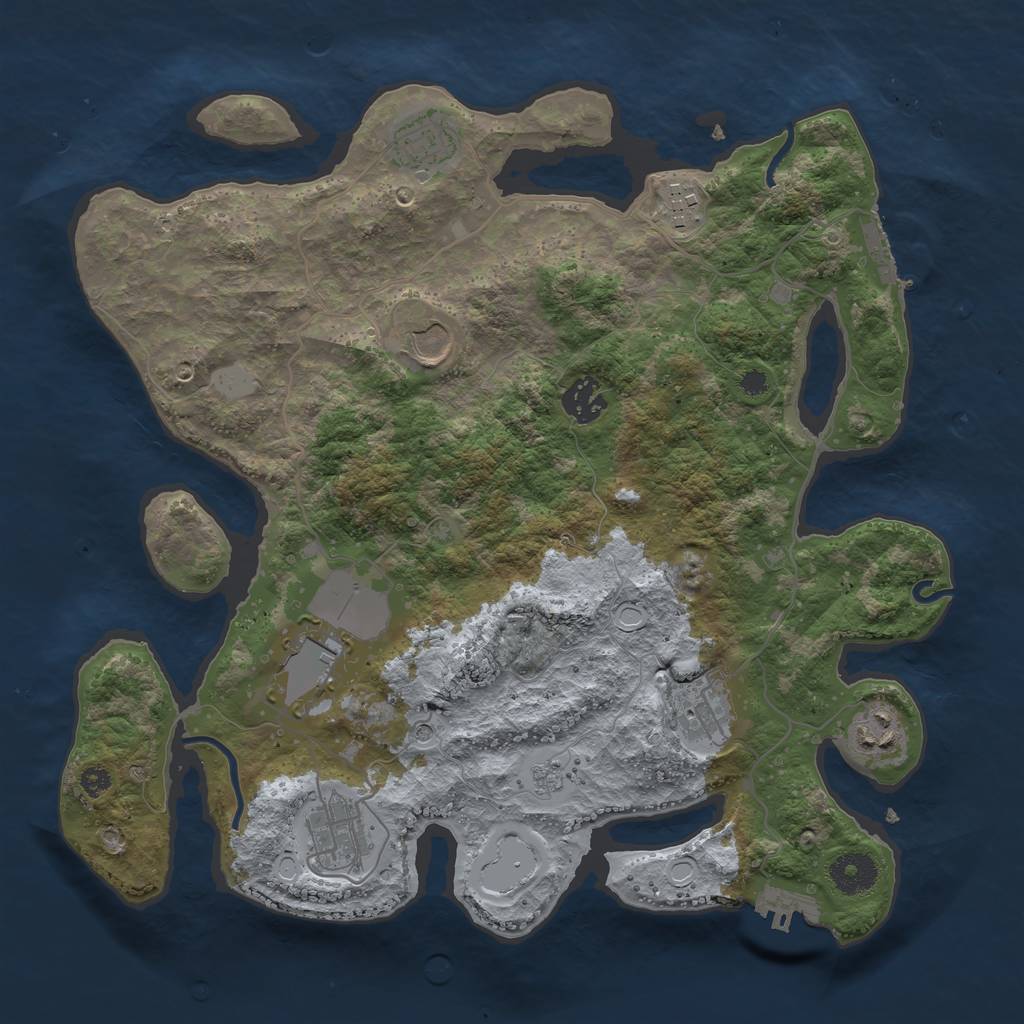 Rust Map: Procedural Map, Size: 3500, Seed: 92004017, 17 Monuments
