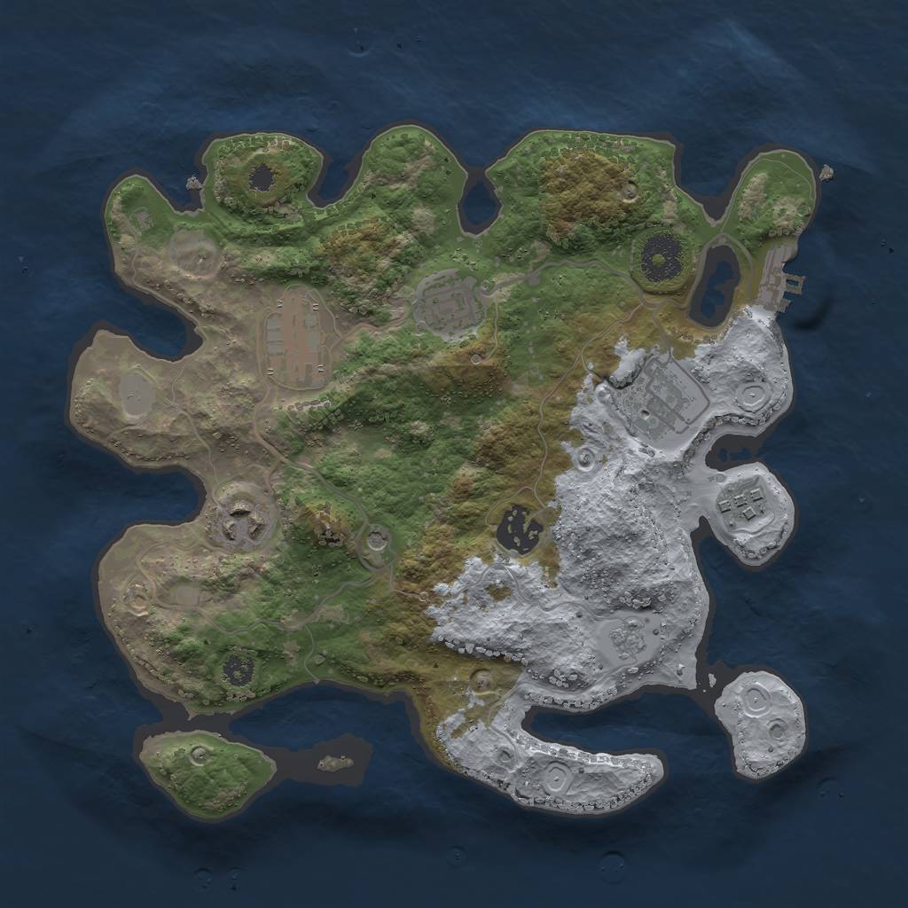 Rust Map: Procedural Map, Size: 3000, Seed: 1930354418, 14 Monuments