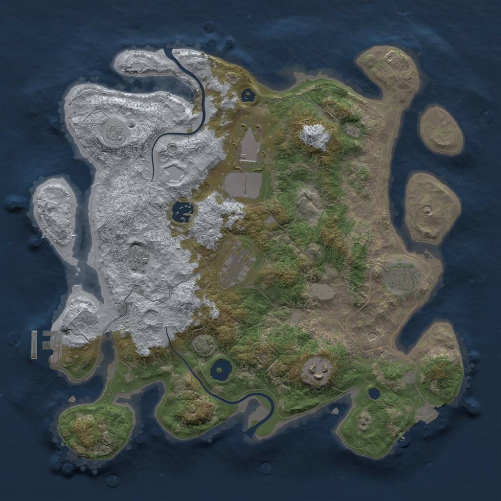 Rust Map: Procedural Map, Size: 3500, Seed: 154780, 11 Monuments