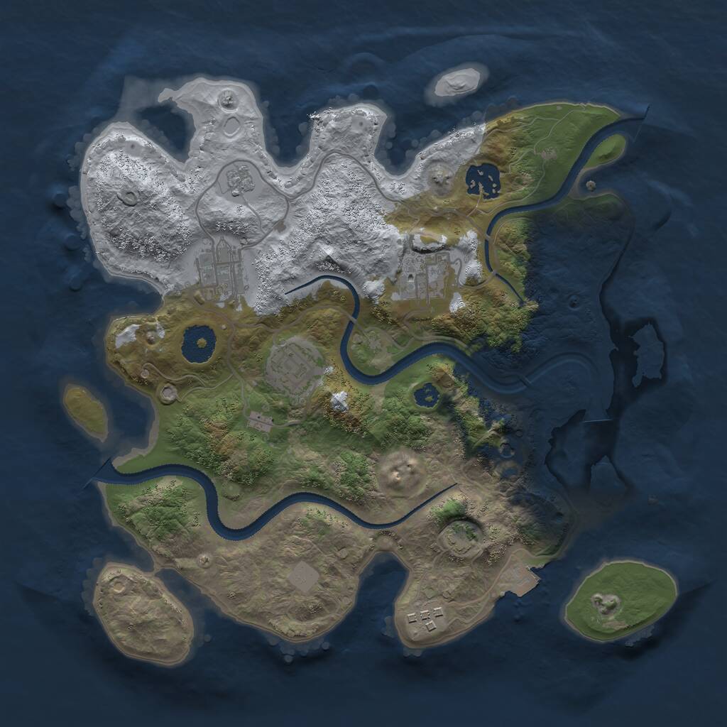 Rust Map: Procedural Map, Size: 3000, Seed: 53948, 9 Monuments
