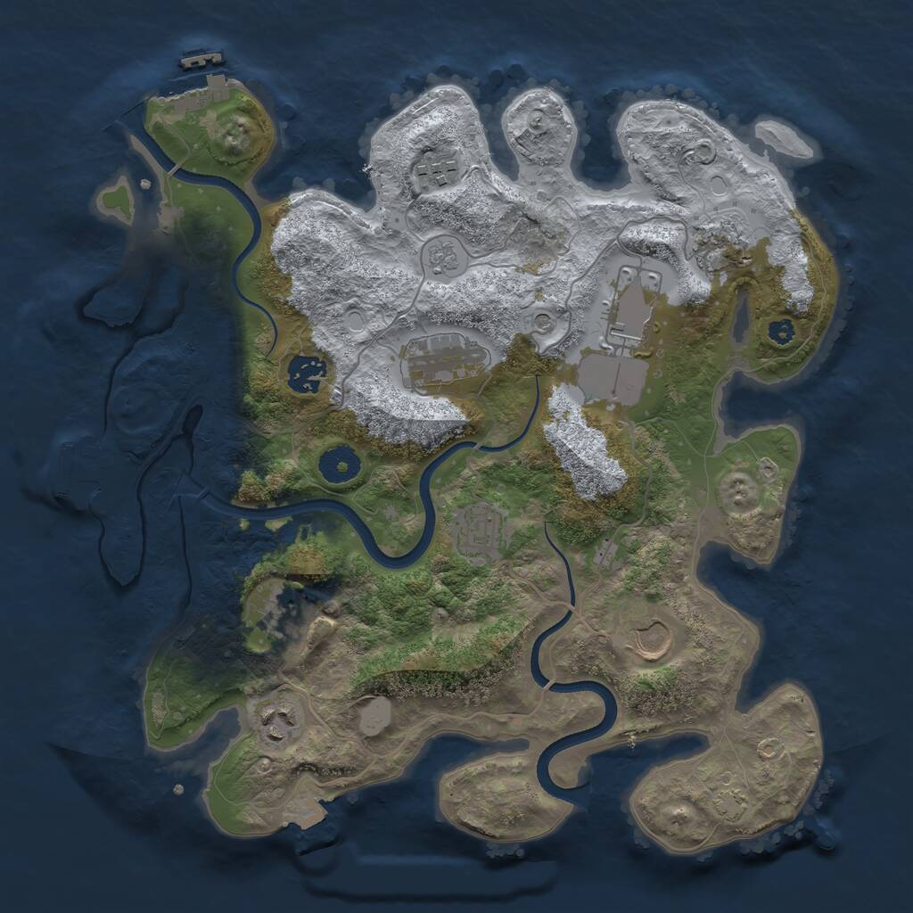 Rust Map: Procedural Map, Size: 3500, Seed: 13803, 15 Monuments