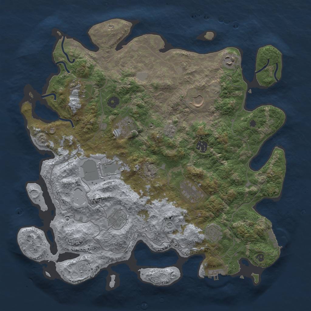 Rust Map: Procedural Map, Size: 4000, Seed: 1739012731, 19 Monuments