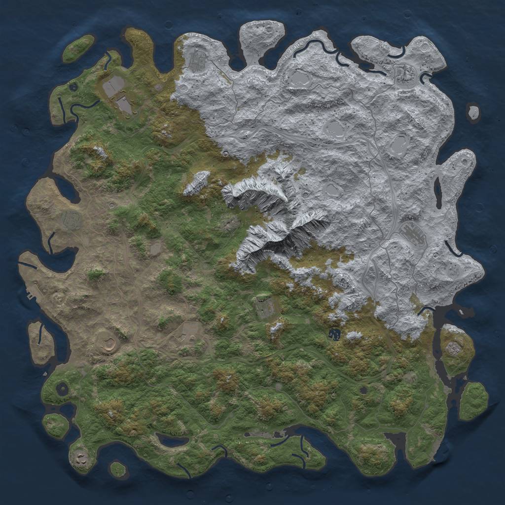 Rust Map: Procedural Map, Size: 6000, Seed: 214035046, 20 Monuments