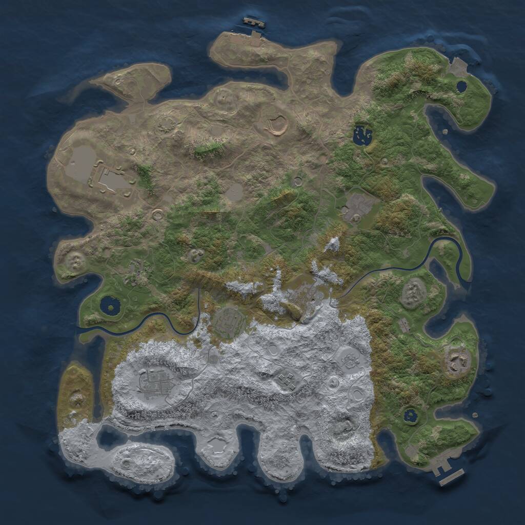 Rust Map: Procedural Map, Size: 3905, Seed: 675411, 16 Monuments