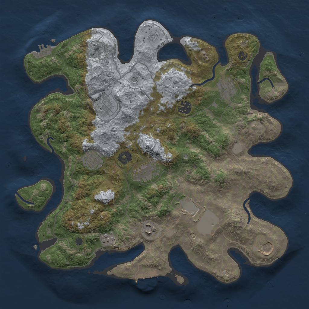 Rust Map: Procedural Map, Size: 3500, Seed: 1578595709, 16 Monuments