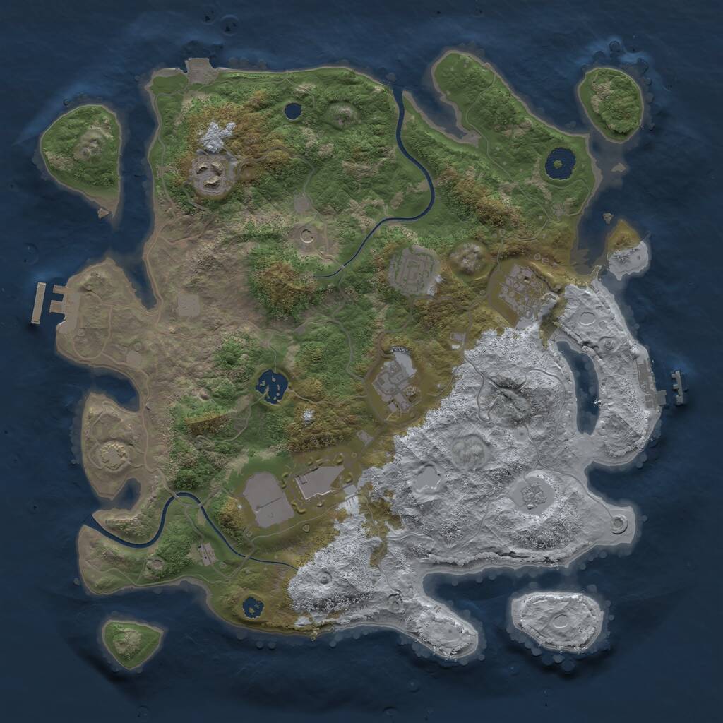 Rust Map: Procedural Map, Size: 3500, Seed: 8646467, 12 Monuments