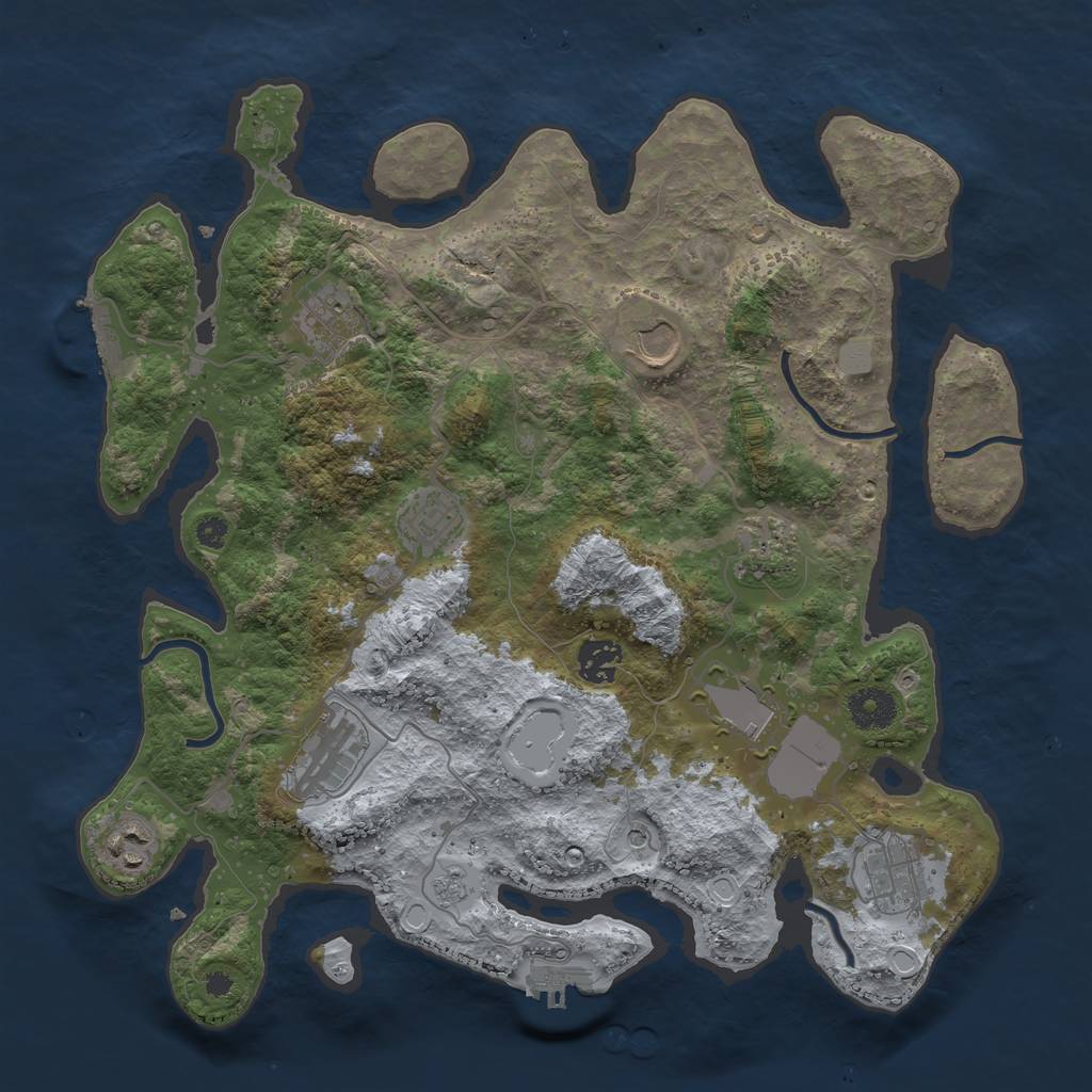 Rust Map: Procedural Map, Size: 3600, Seed: 425857352, 18 Monuments