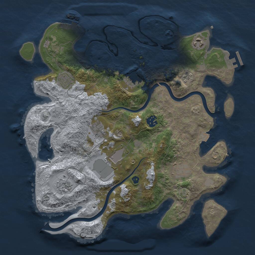 Rust Map: Procedural Map, Size: 3500, Seed: 46179014, 15 Monuments