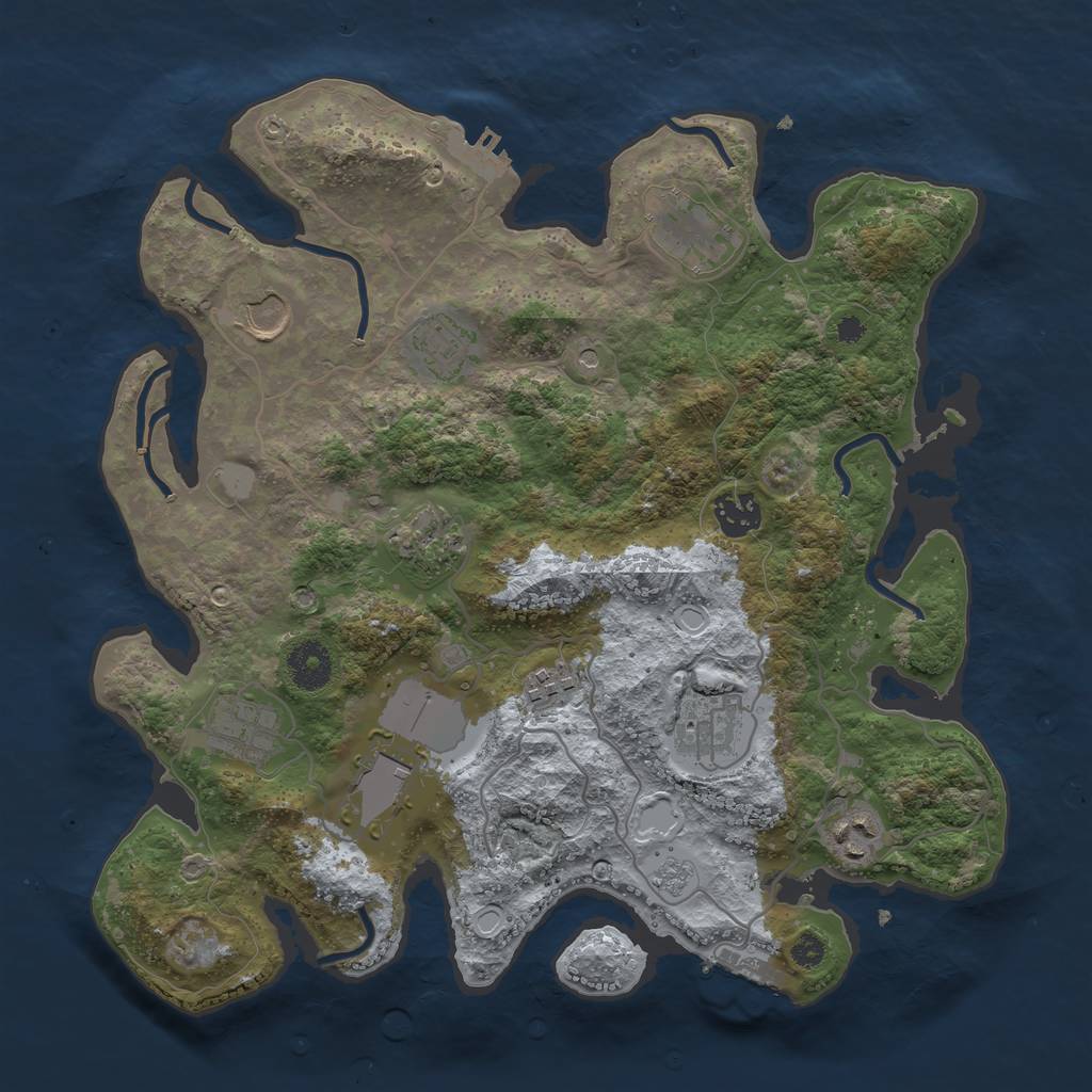 Rust Map: Procedural Map, Size: 3500, Seed: 384837029, 19 Monuments