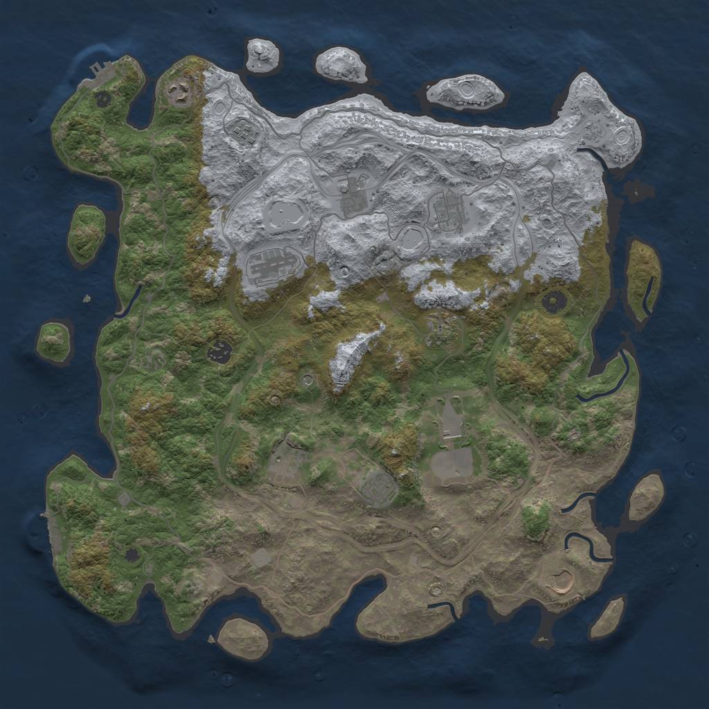 Rust Map: Procedural Map, Size: 4500, Seed: 1494816148, 20 Monuments