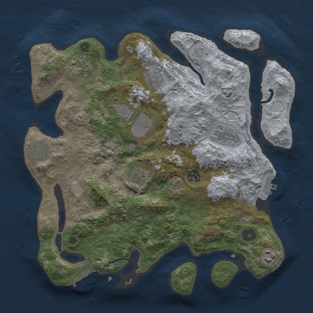 Rust Map: Procedural Map, Size: 3500, Seed: 322984554, 18 Monuments
