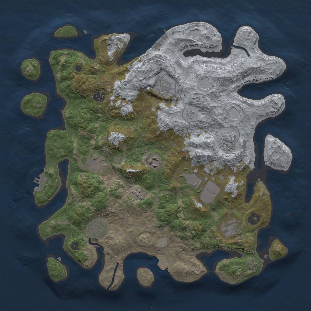 Rust Map: Procedural Map, Size: 3800, Seed: 114368449, 17 Monuments