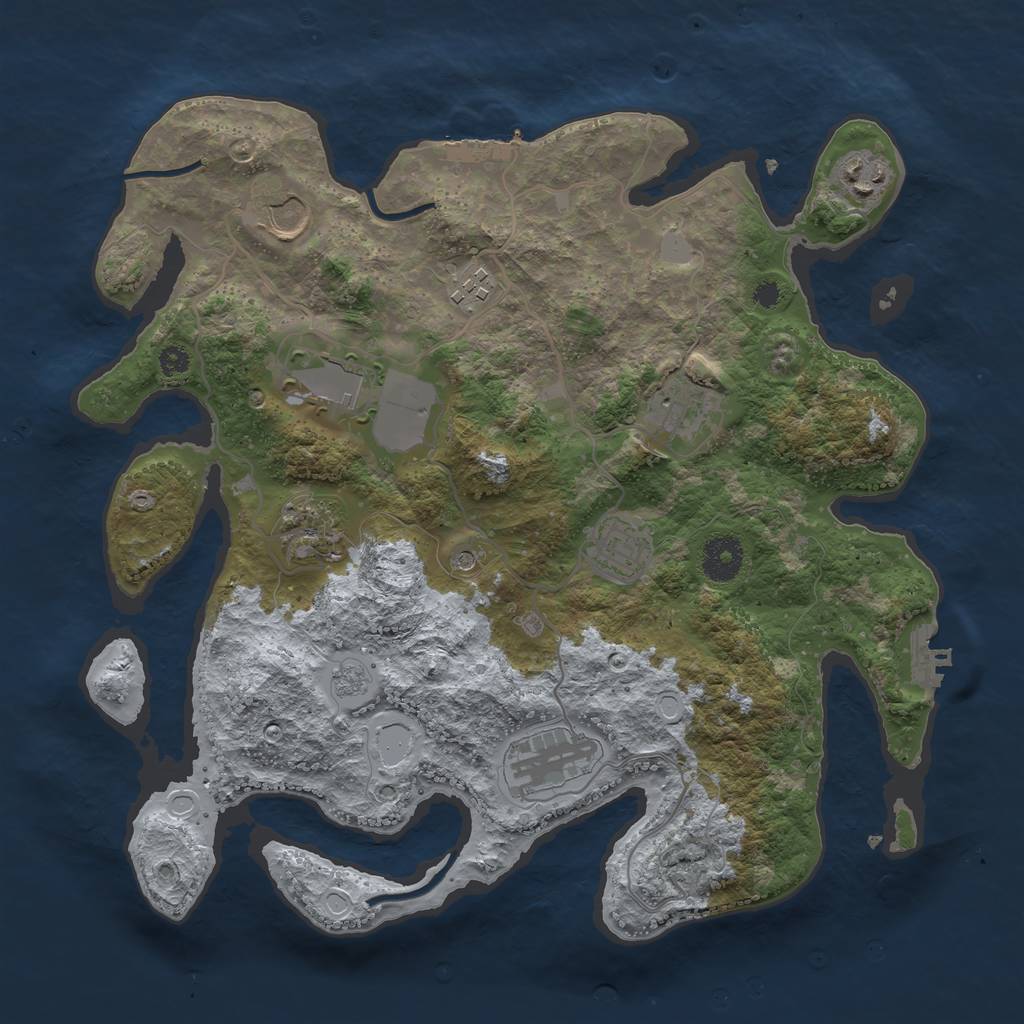 Rust Map: Procedural Map, Size: 3500, Seed: 1930961404, 17 Monuments