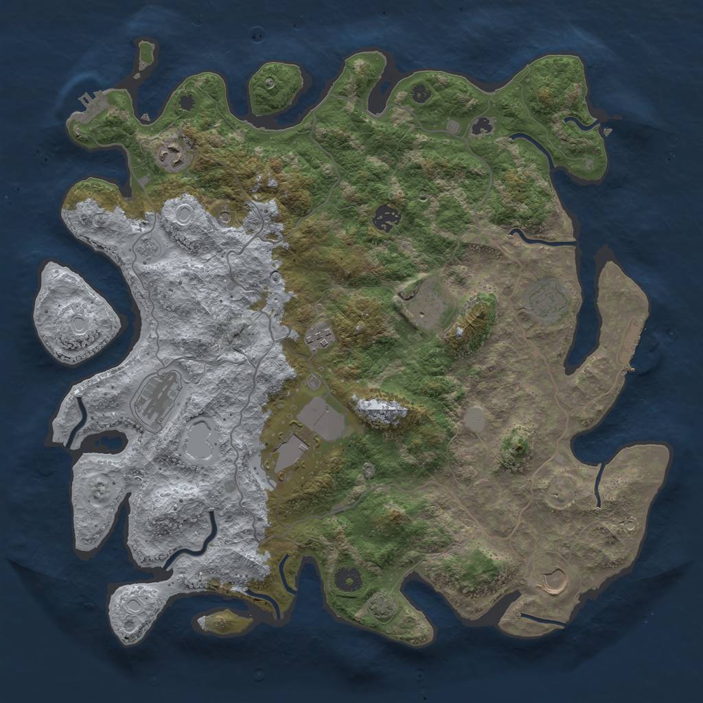 Rust Map: Procedural Map, Size: 4000, Seed: 1713470692, 16 Monuments