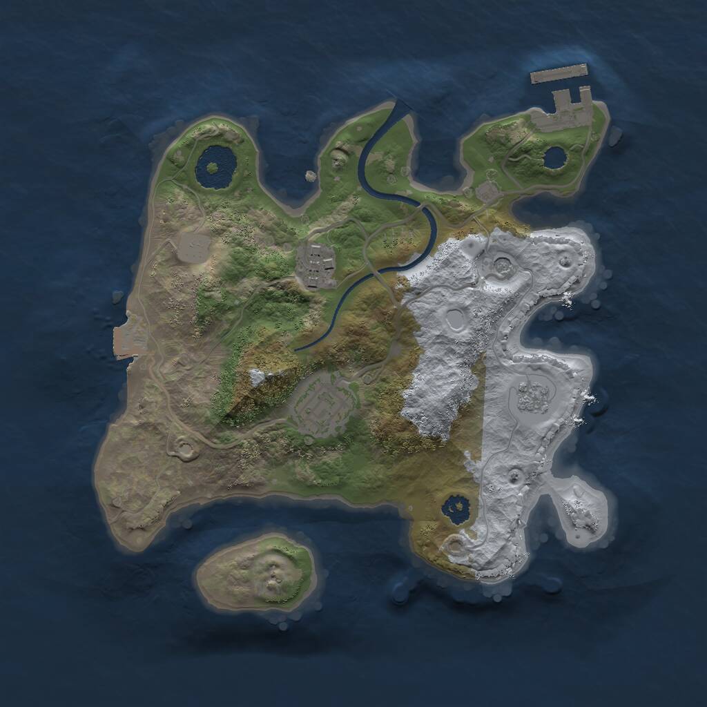 Rust Map: Procedural Map, Size: 2500, Seed: 5454354, 6 Monuments