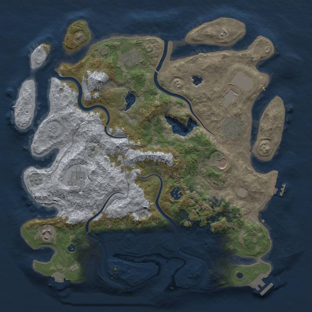 Rust Map: Procedural Map, Size: 4000, Seed: 6485, 14 Monuments