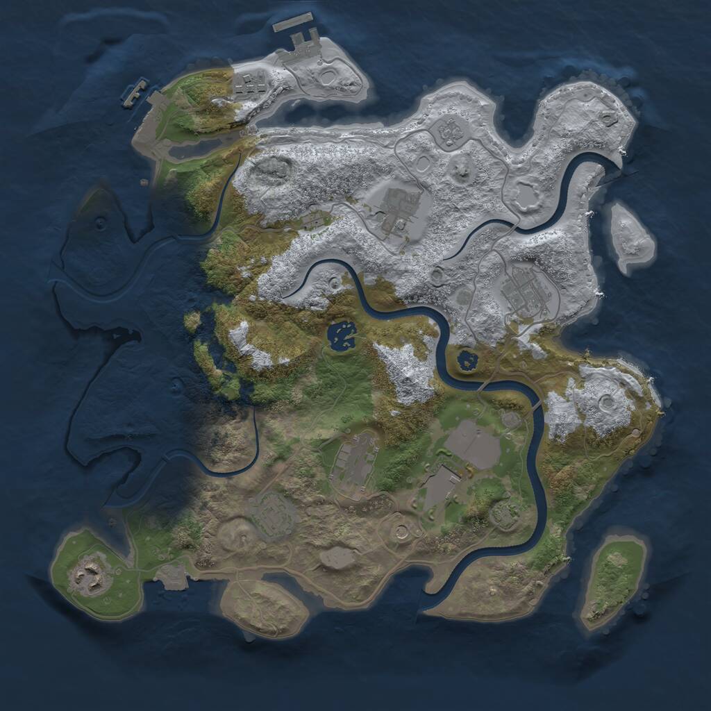 Rust Map: Procedural Map, Size: 3500, Seed: 8313427, 14 Monuments