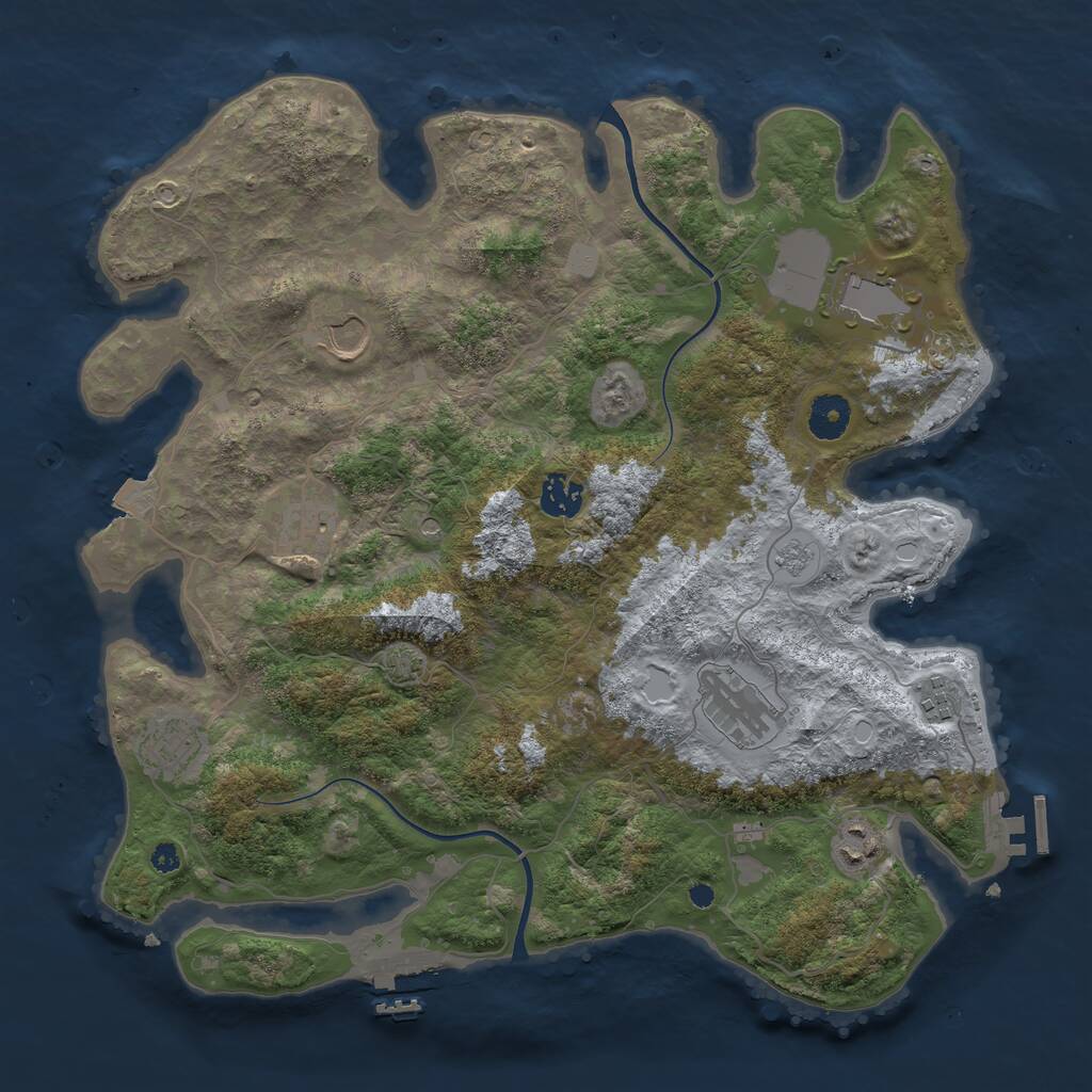 Rust Map: Procedural Map, Size: 3750, Seed: 1125494602, 14 Monuments