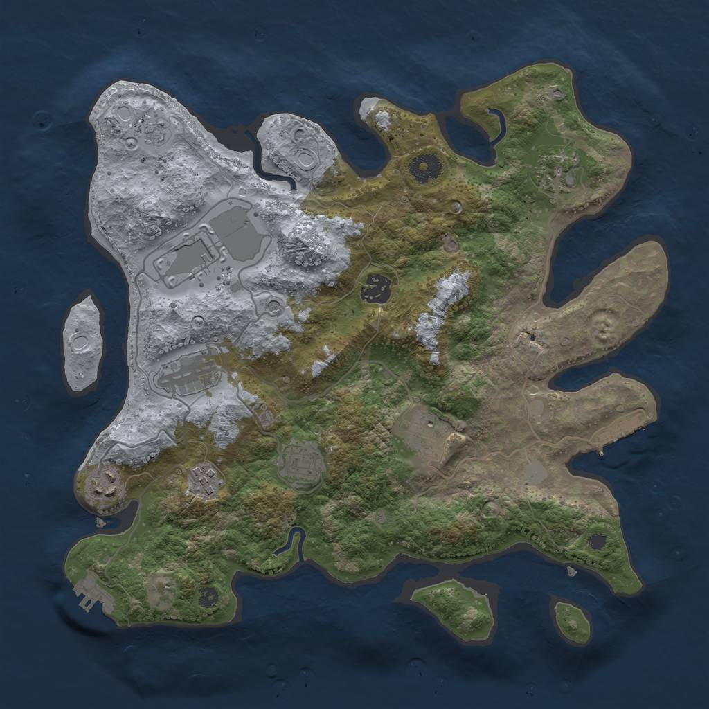 Rust Map: Procedural Map, Size: 3500, Seed: 3726941, 17 Monuments