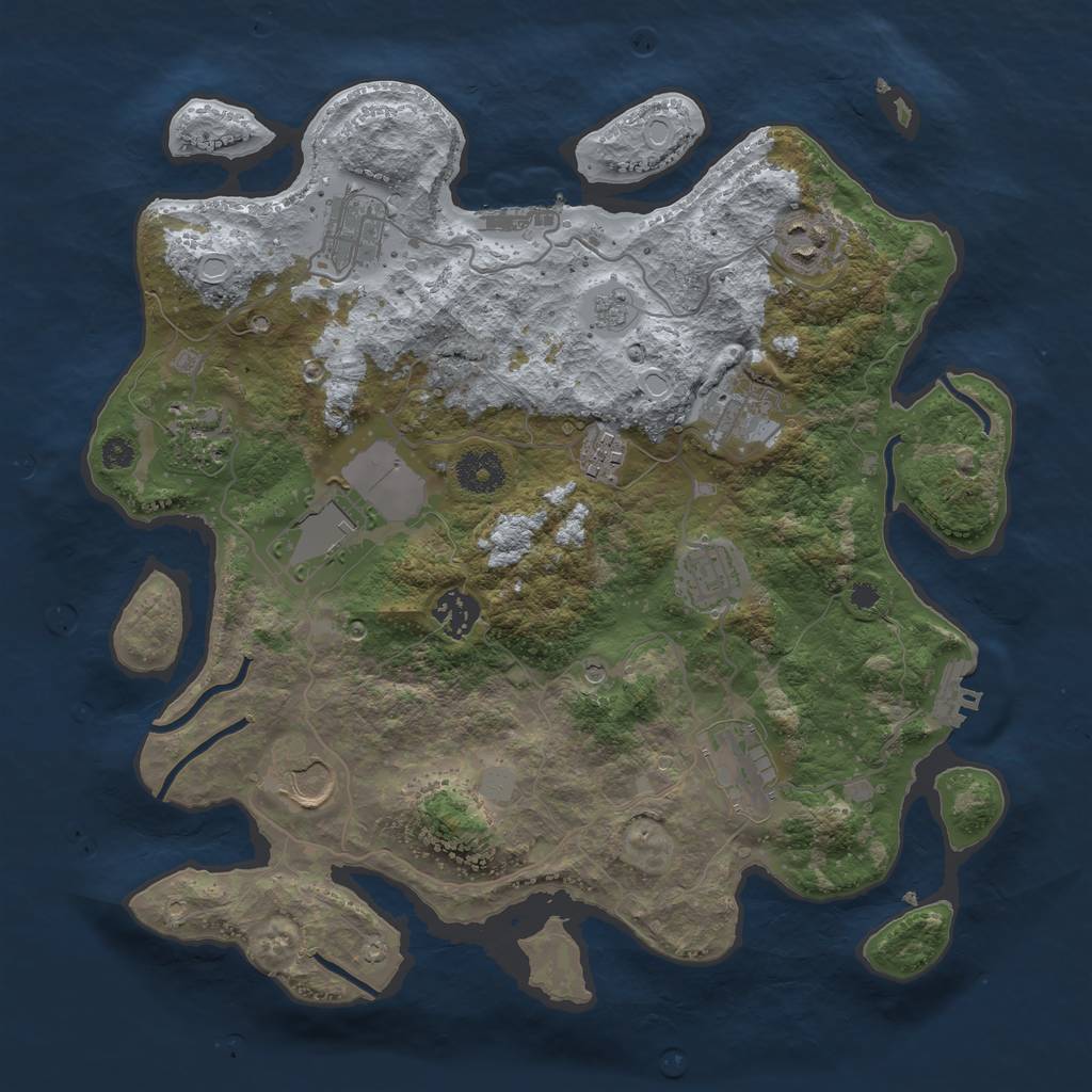 Rust Map: Procedural Map, Size: 3500, Seed: 1688154210, 19 Monuments