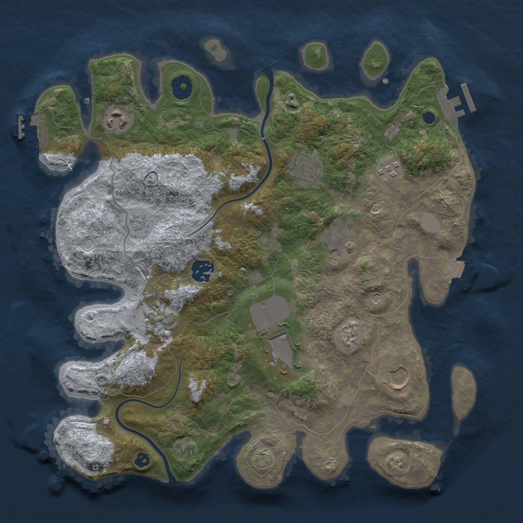 Rust Map: Procedural Map, Size: 3500, Seed: 7258501, 14 Monuments