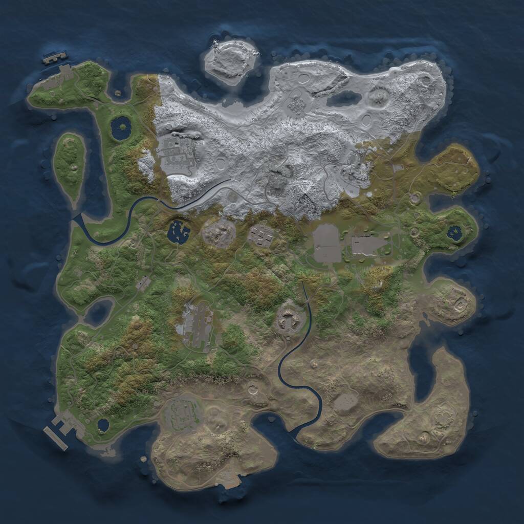 Rust Map: Procedural Map, Size: 3500, Seed: 21960441, 14 Monuments